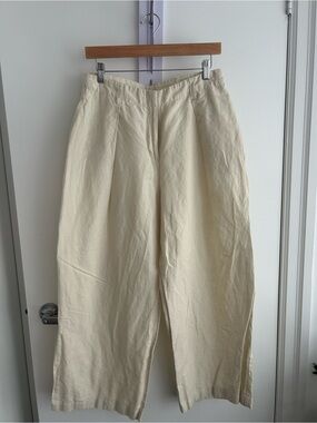 OAK + FORT Natural Beige Linen-Blend Pants